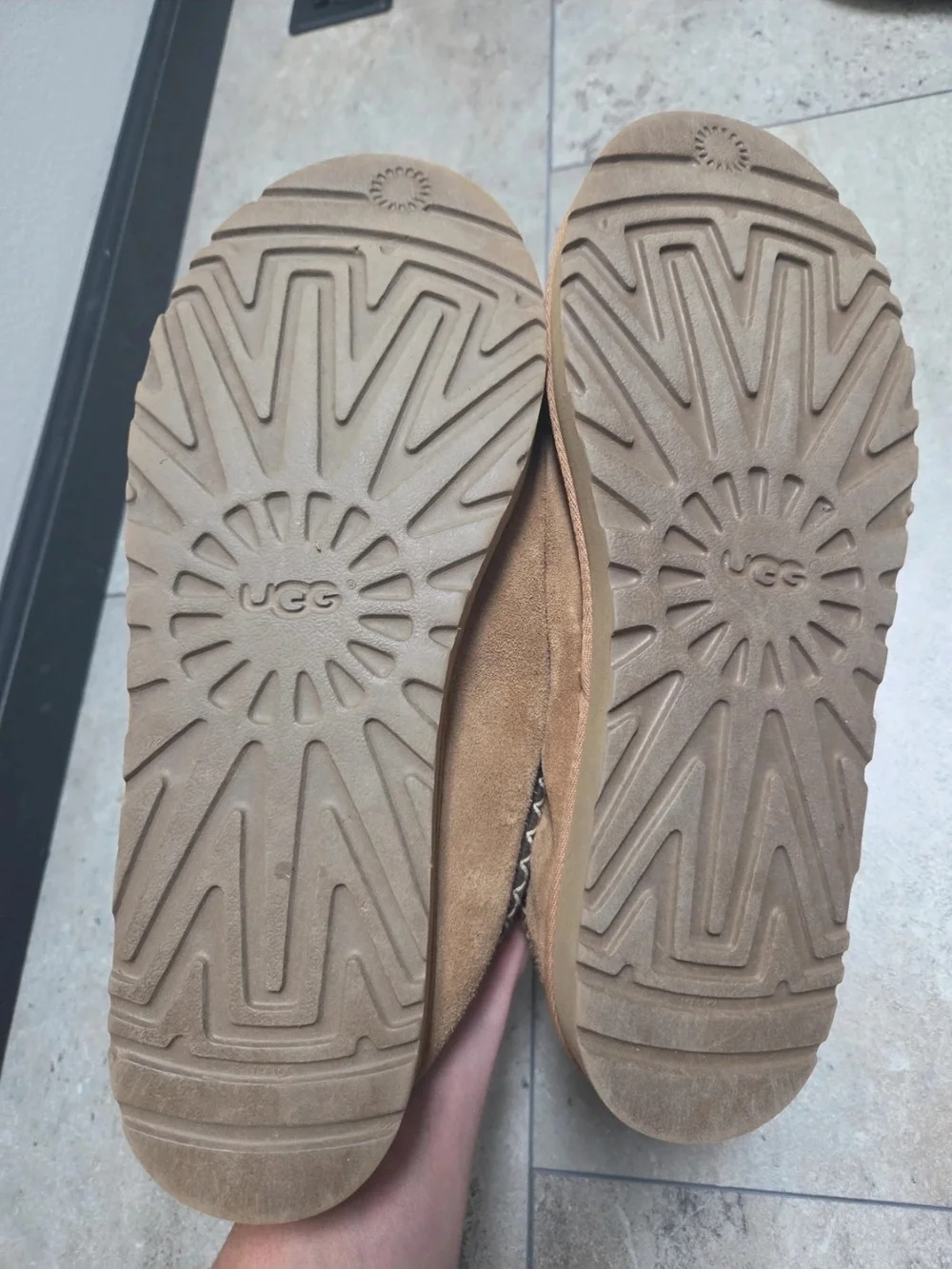 UGG Men's Chestnut Suede Shearling Lined Slip-On Slippers